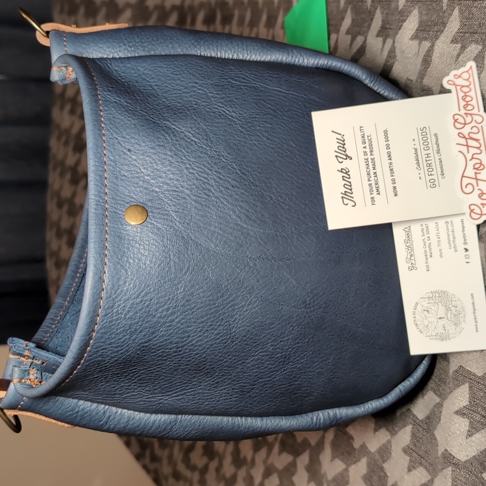 Go Forth Goods Celeste leather hobo bag Mad in USA Smokey Blue full grain leathe